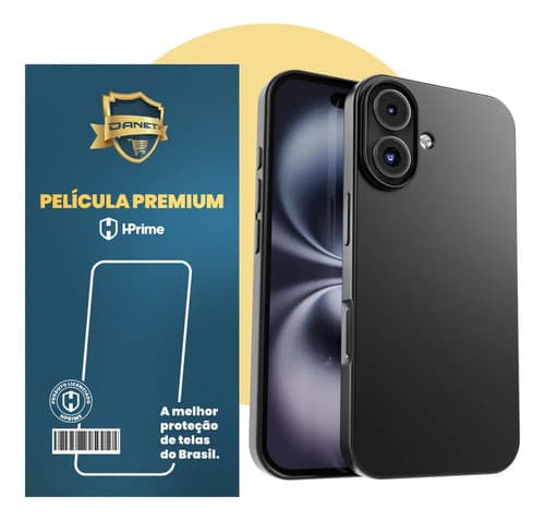 Kit Capa Capinha Slim Pro Acrílica Para iPhone 16 Plus Case Ultra Fina Fosca Com Película De Proteção Nanoshield Danet