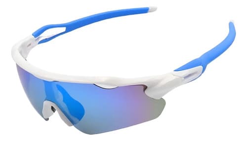 Óculos Esportivo Ciclismo Bike Corrida Pace Polarizado Lente Branco E Azul Baixa Espelhado
