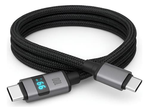 Cabo Carregador Rápido 100w Turbo Mostrador Led Usb Tipo C Preto Visor Led Compativel iPhone 15 16 17 Samsung Xiaomi Poco Motorola Nylon Trançado Reforçado Trasmição De Dados Ultra Rápido Ice Coorel