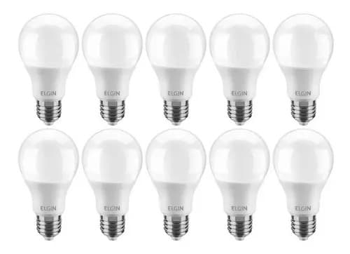 Kit 10 Lâmpadas Bulbo LED Elgin 15W, Luz Branco-Frio 6500K