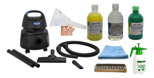 Kit Higienização De Estofados Em Geral Carro Sofa Aspirador Preto/azul