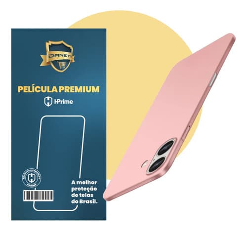Kit Capa Capinha Slim Pro Acrílica Para iPhone 16 Normal Case Ultra Fina Fosca Com Película De Proteção Nanoshield Rosa