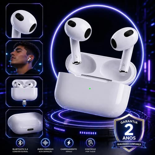 Fone De Ouvido Bluetooth 5.4 Sem Fio Tws Graves Potentes Bateria Longa Duração C/ Microfone Compatível Com Ios, Android, Notebook B Basto