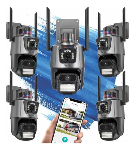 Kit 5 Câmeras De Segurança Hw Ip Wi-fi 6mp Lente Dupla Visão Noturna 355° Detecção De Movimento Com App Icsee