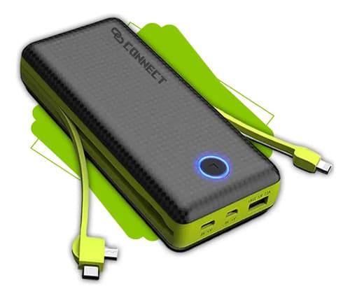 Power Bank 20.000mah Connect Carregador Rápido Com Display Portátil Universal Preto