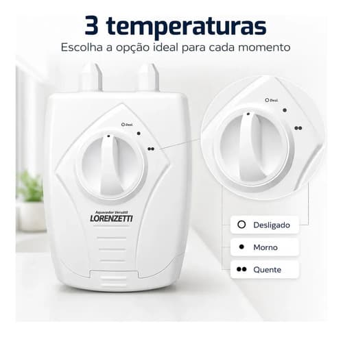 Aquecedor Elétrico de Água Lorenzetti Versátil 3 Temperaturas Branco 5500W
