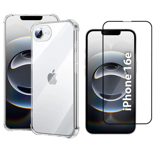 Kit Capa Capinha Transparente Para iPhone 16e Case E Película 3d Danet Full Cover Anti Impacto