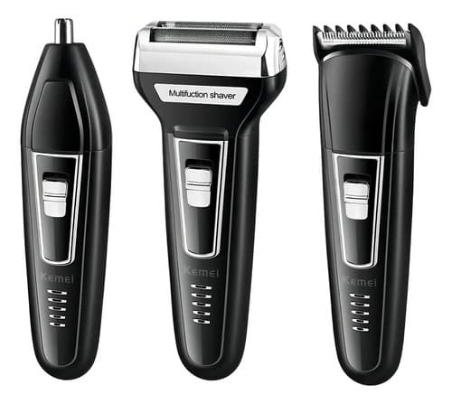 Máquina de Cortar Cabelo 3 em 1 Aparador de Pelos Nariz e Orelhas Kemei KM-6558