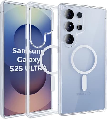Capa Capinha Magnética Para Galaxy S25 Ultra E Outros, Case Transparente Com Carregamento Por Indução