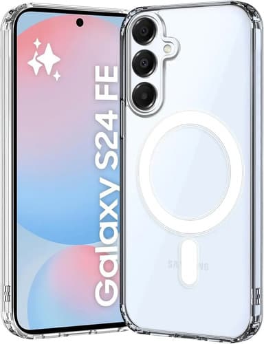 Capa Capinha Magnética Para Galaxy S24 Fe E Outros, Case Transparente Com Carregamento Por Indução