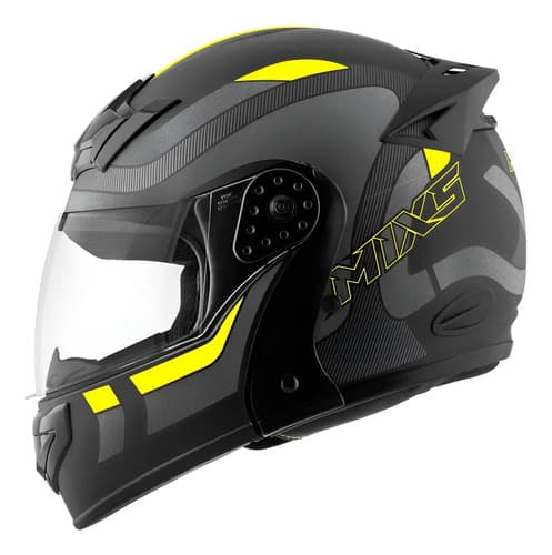 Capacete Escamoteável Mixs Gladiator Articulado Cor Preto/grafite/amarelo Desenho Delta Tamanho Do Capacete 56