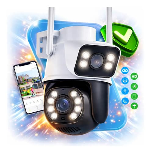 Câmera de Segurança Wifi Full Hd Externa Maxnova Prova D'água Lente Dupla Ip66 Cor Branco