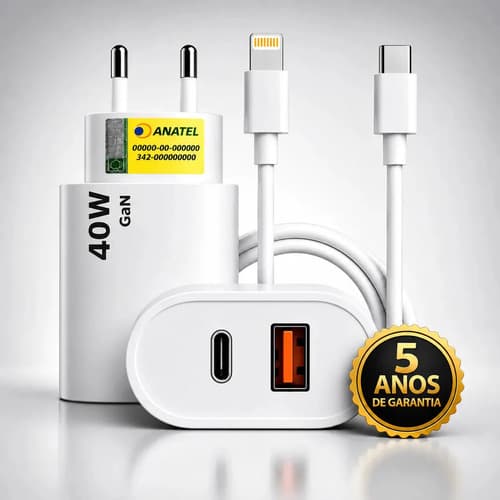 Carregador Turbo Duplo 40w Usb Tipo C Para iPhone 8 X Xr 11 12 13 14 Pro Max Dtimp