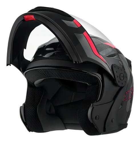 Capacete Robocop Escamoteável Fechado Mixs Gladiator Delta S Cor Cinza Vermelho Brilhante Tamanho Do Capacete 56