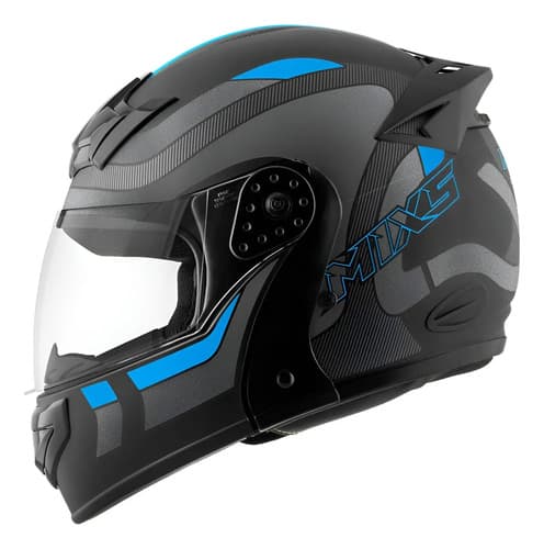 Capacete Escamoteável Mixs Gladiator Articulado Cor Preto/grafite/azul Desenho Delta Tamanho Do Capacete 62