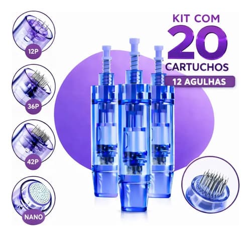 Kit 20 Cartuchos Dermapen 12 Agulhas Nano 12 24 36 42 BMED