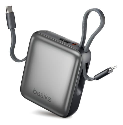 Basike Power Bank 22.5w 10000mah Com Display Carregamento Rápido Power 4-saídas Com Cabo Embutido Usb-c E Lig Htning, Rápido Pps/pd/qc Para iPhone Séries 16/15/14/13, Samsung S25/24/23/22/21