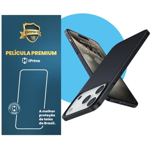 Kit Capa Capinha Slim Pro Acrílica Para iPhone 17 Pro Case Ultra Fina Fosca Com Película De Vidro Temperado 9h Danet