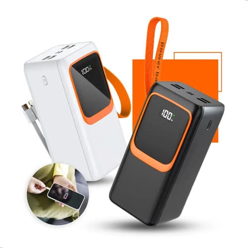 Power Bank Turbo Carregador Portátil 50.000mah Turbo 22.5w Premium Universal Rápida Carga Para Celular iPhone Xiaomi Motorola LG Smartwatch Tablet Display Digital Viagens Festa Ios Nixzen Preto