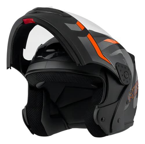Capacete Robocop Escamoteável Fechado Mixs Gladiator Delta S Cor Cinza Laranja Fosco Tamanho do capacete 62