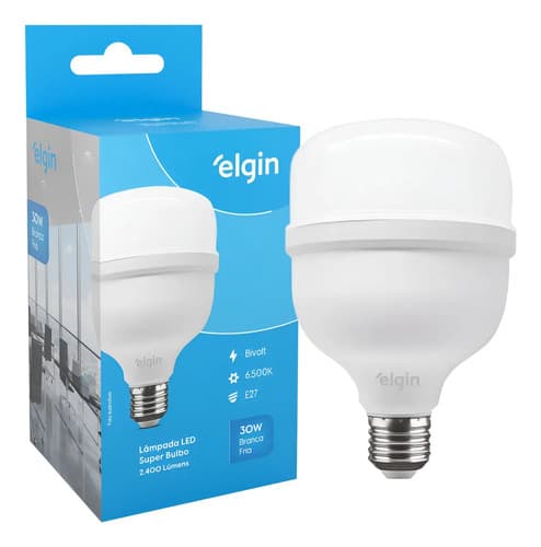 Lâmpada Super Bulbo Alta Potência Led 30w Branco Frio Elgin