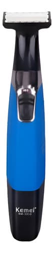 Barbeador Elétrico Kemei KM-1910 Azul Lâmina Dupla Recarregável Bivolt
