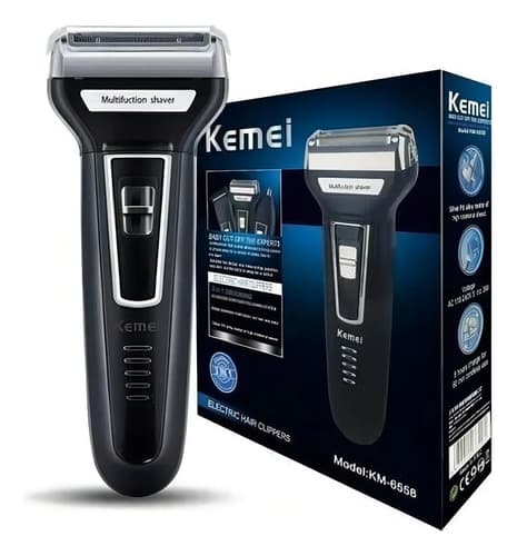 Máquina de Barbear Kemei KM-6558 Aparador Elétrico 3 Em 1
