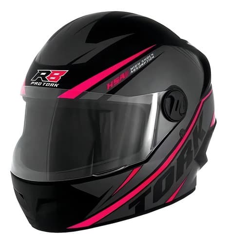 Capacete integral Pro Tork New Liberty R8 preto e rosa tamanho 56 estilo esportivo