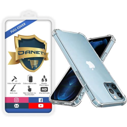 Kit Capa Capinha Transparente Para iPhone 12 Pro Max Case E Película 3d Danet Full Cover Anti Impacto