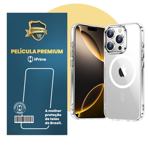 Kit Capa Capinha Magnética Para iPhone 16 Pro Max Case Transparente Com Película De Proteção Nanoshield Danet