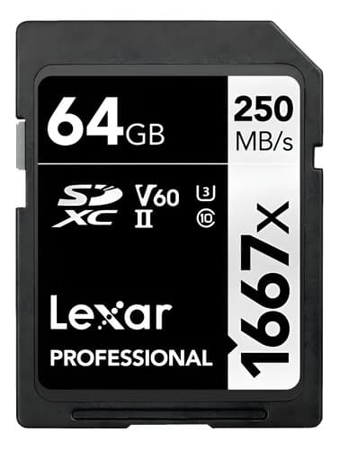 Cartão de Memória Lexar Professional 1667x SDXC 64GB U3 4K UHS-II