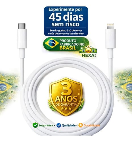 Cabo Carregador Turbo Tipo C Para iPhone 8 X Xr 11 12 13 14 Pro Max Cor Branco Dtimp