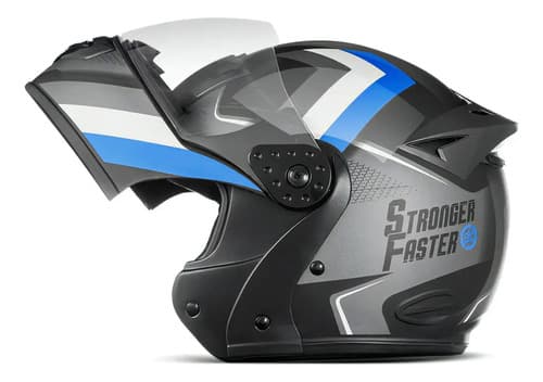 Capacete Robocop Stronger Faster Gladiator Etceter Fosco Cor Cinza/Azul Tamanho do capacete 60