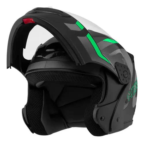 Capacete Robocop Escamoteável Fechado Mixs Gladiator Delta S Cor Cinza Verde Fosco Tamanho do capacete 62