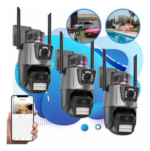 Kit 3 Câmeras De Segurança Hw Ip Wi-fi 6mp Lente Dupla Visão Noturna 355° Detecção De Movimento Com App Icsee