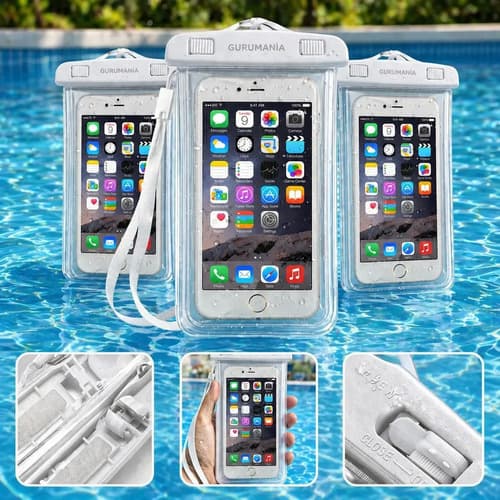 Kit 3 Capa Prova Dagua Celular Cor Branca Capinha Impermeável Universal Gurumania