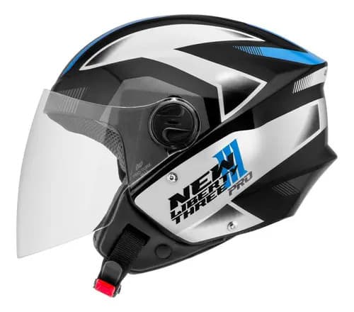Capacete Aberto Pro Tork Capacete New Three Pro Cor Azul Brilhante Tamanho do Capacete 60