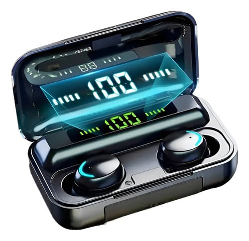 HIVI Fone de ouvido sem fio TWS F9-5C Bluetooth com LED e Power Bank resistente à água