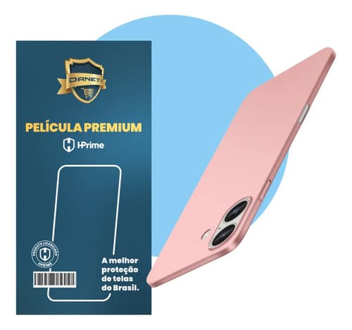 Kit Capa Capinha Slim Pro Acrílica Para iPhone 16 Normal Case Ultra Fina Fosca Com Película De Vidro Temperado Rosa