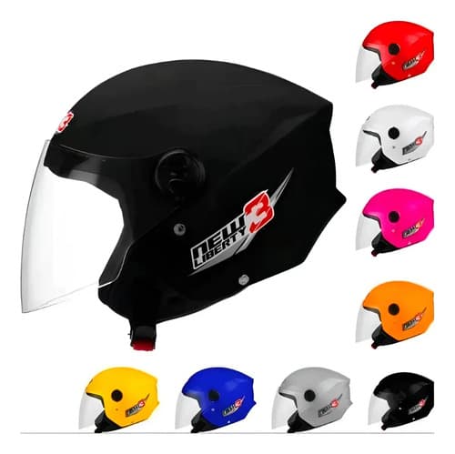 Capacete Moto Aberto Pro Tork New Liberty Three Preto Tamanho 60 Desenho Solid Viseira Cristal
