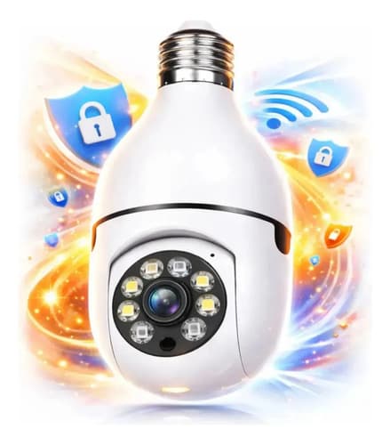 Câmera de Segurança Lâmpada Maxnova Wi-Fi 360° Full HD Visão Noturna Sensor Movimento