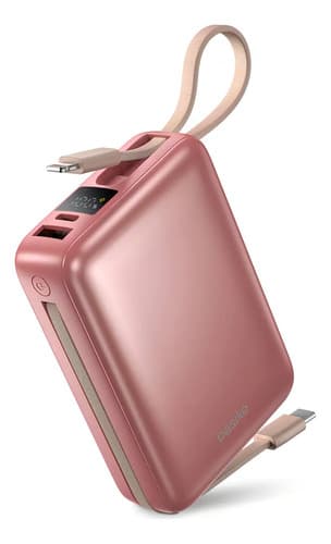 Basike Power Bank 22.5w 20000mah Com Display Carregamento Rápido Power 4-saídas Com Cabo Embutido Usb-c E Lig Htning, Rápido Pps/pd/qc Para iPhone Séries 16/15/14/13, Samsung S25/24/23/22/21