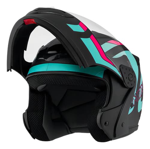 Capacete Robocop Escamoteável Fechado Mixs Gladiator Delta S Tamanho Do Capacete 62 Cor Azul Rosa Fosco