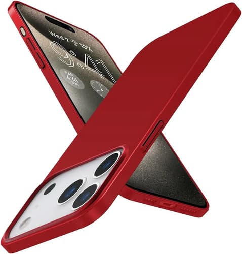 Capa Capinha Slim Pro Acrílica Para iPhone 17 Pro Max Case Ultra Fina Fosca - Vermelho
