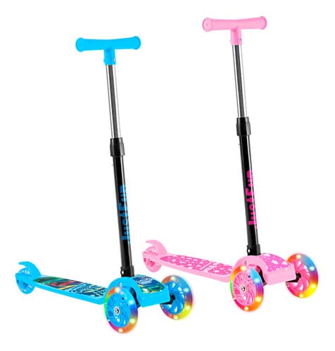 Patinete Infantil 3 Rodas De Led Dobrável Scooter Crianças Cor Rosa