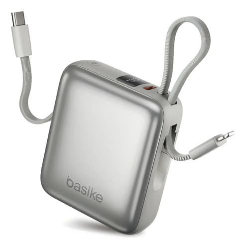 Basike Power Bank 22.5w 10000mah Com Display Carregamento Rápido Power 4-saídas Com Cabo Embutido Usb-c E Lig Htning, Rápido Pps/pd/qc Para iPhone Séries 16/15/14/13, Samsung S25/24/23/22/21