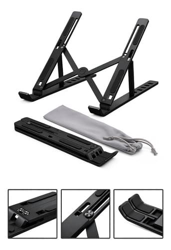 Base Suporte Para Notebook Alumínio Portátil Articulado Dobrável Tablet Laptop Mesa Davely