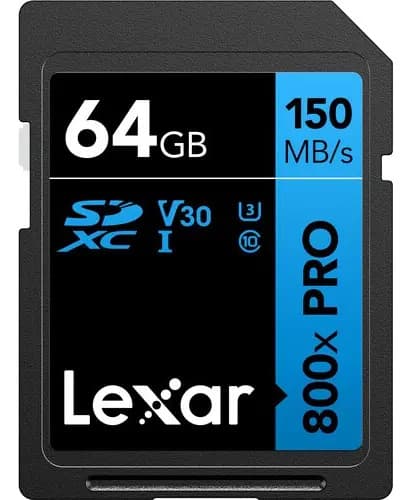 Cartão de Memória 64GB Lexar SDXC 800x UHS-I Classe 10 para Vídeo 4K