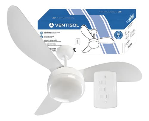 Ventilador de teto Ventisol Fênix branco com 3 pás de plástico 96 cm de diâmetro