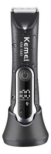 Máquina Kemei KM-1845 Cerâmica Sem Fio Recarregável , aparador de pelos intimos , barba , corpo , sem fio , lamina de ceramica , display lcd